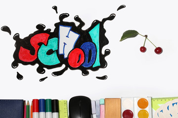 graffiti school word and supplies