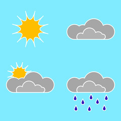 Set of weather flat icons.