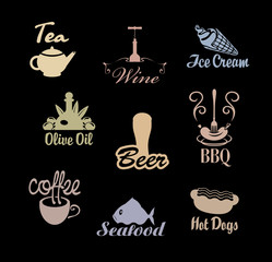 set of logo on the theme of food and drinks