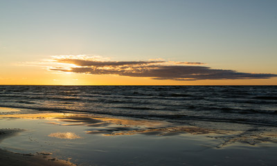 Obraz premium Sunset at the beach, Jurmala, Latvia, Baltic sea