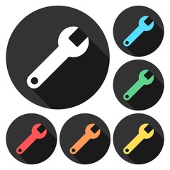 Wrench icons isolated on color background