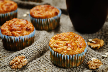 healthy walnuts dried apricots carrot oats muffins