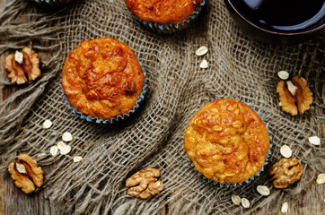 healthy walnuts dried apricots carrot oats muffins