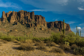 Sunset approaches the Superstition Mountains