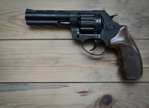 revolver with a long barrel