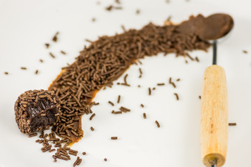 Bitten Chocolate Brazilian Brigadeiro and a spoon