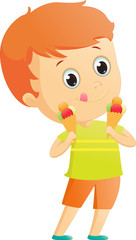cute Little boy with ice cream
