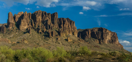 Sunset approaches the Superstition Mountains