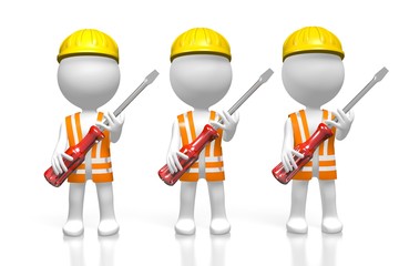 3D workers/ workmen with screwdrivers