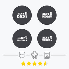 Best mom and dad, brother, sister icons.