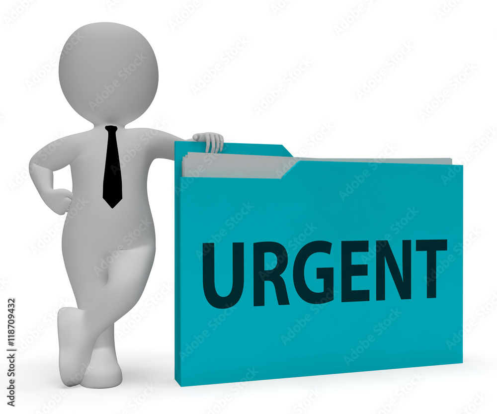 Poster urgent folder indicates immediate priority 3d rendering