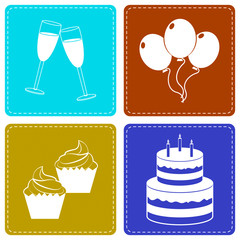 Celebrate Icons Indicate Party Joy And Fun