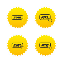 Top-level domains signs. Com, Eu, Net and Org.