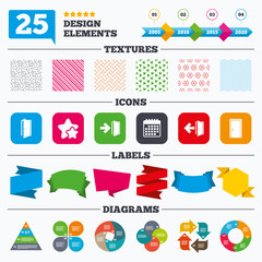 Doors signs. Emergency exit with arrow symbol.