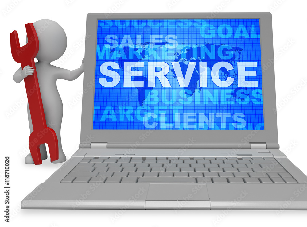 Poster service word showing support maintenance 3d rendering