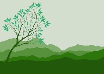 Obraz premium tree dry landscape scene background illustration vector