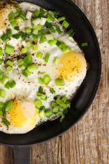fried eggs in a pan