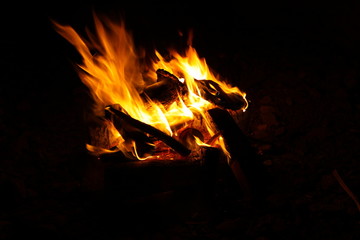 campfire, camping, fire, night, heat