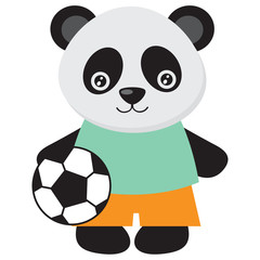Cute panda soccer player vector illustration