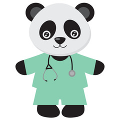 Cute panda doctor vector illustration
