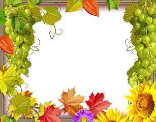 Frame of flowers and foliage