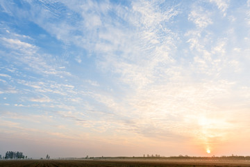 The beautiful clouds in the sky at sunset