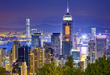 Fototapeta na wymiar Hong Kong cityscape harbor view