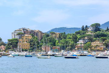 Fototapeta na wymiar Italian old town Rapallo sea view