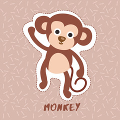 Fototapeta premium Monkey : Cute Animal Set : Vector Illustration