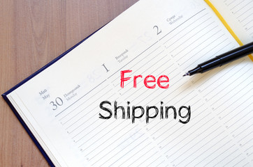 Free shipping text concept on notebook