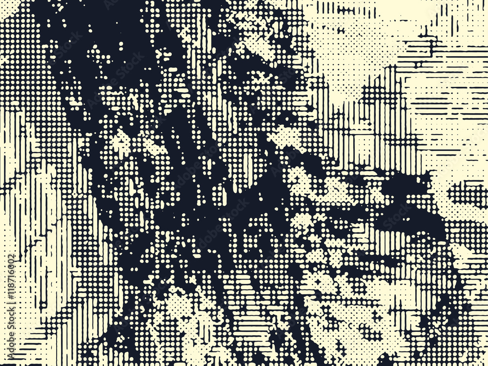 Aufkleber abstract grunge vector background. monochrome raster monochrome composition of irregular graphic ele