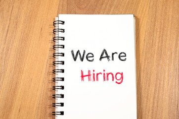 We are hiring text concept on notebook