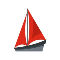 Small boat icon in flat style isolated on white background. Sea transport symbol