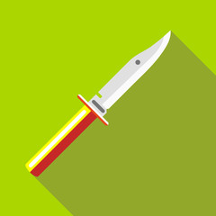 Knife icon in flat style with long shadow. Cut symbol