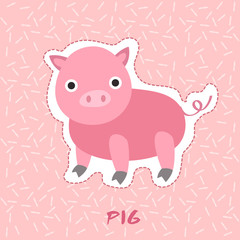 Pig : Cute Animal Set :  Vector Illustration