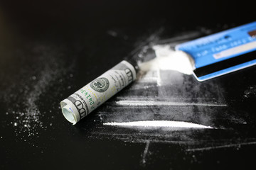 concept cocaine dollar banknote