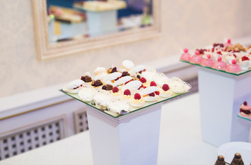 Buffet with a variety of delicious sweets, food ideas, celebration