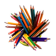 Fototapeta premium basket with colored pencils