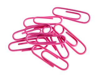 pink paper clips closeup