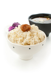 miso soup rice and japanese pickles