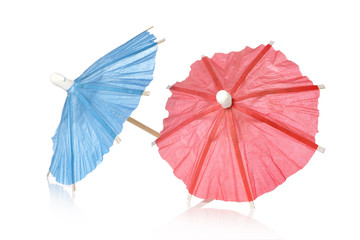 Cocktail umbrellas isolated on a white background