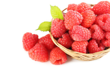 Red raspberries isolated on a white