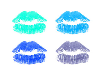 colorful mouth concept for makeup on white background.