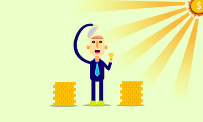 Businessman open brain for idea. Graphic illustrator. vector