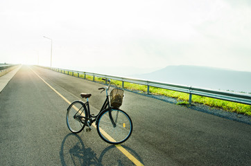 bicycle on an asphalt road. travel concept
