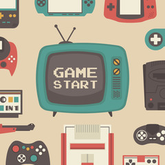 Obraz premium retro game player set