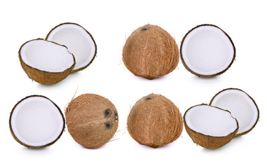 set of Coconut isolated isolate on white