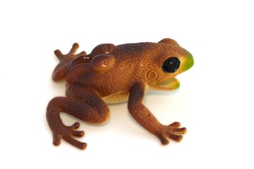 Frog toy on white background