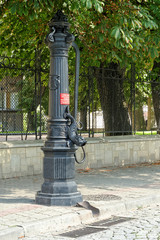 The historic pump at Avenue Lubomirskich in Rzeszow, Poland.