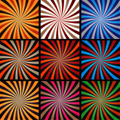 Comic book explosion superhero pop art style colored radial lines background. Manga or anime speed frame